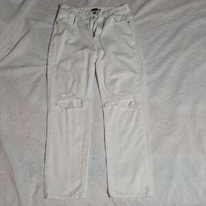 Nasty Gal White Distressed Denim